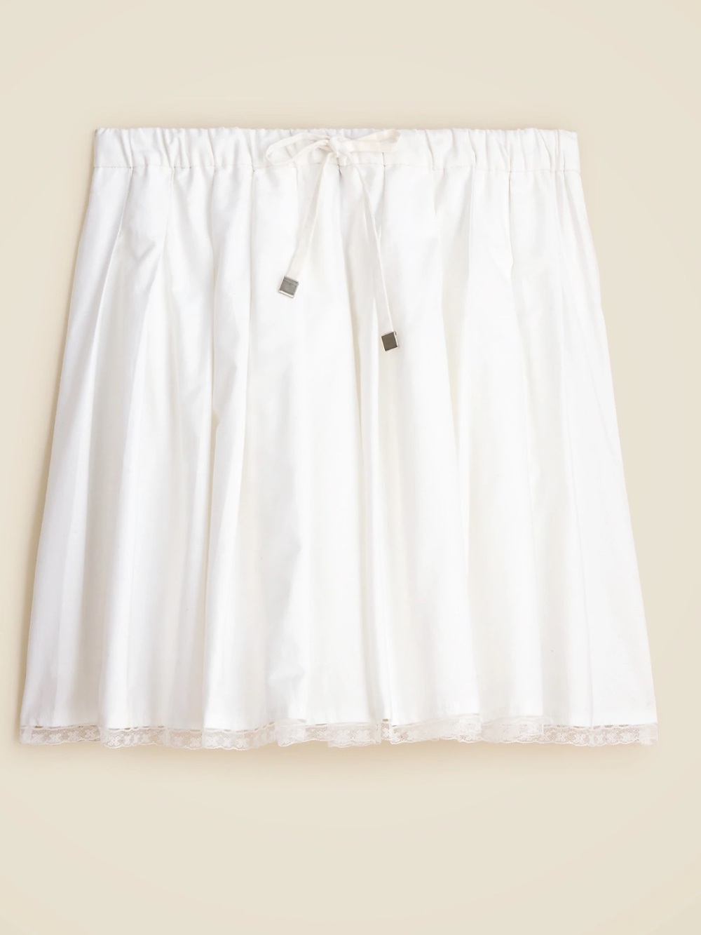 J. Crew White Pleated Tie-Waist Mini Skirt